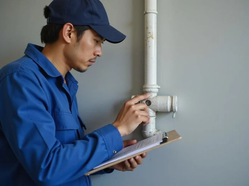 Lead plumber inspecting a fitting