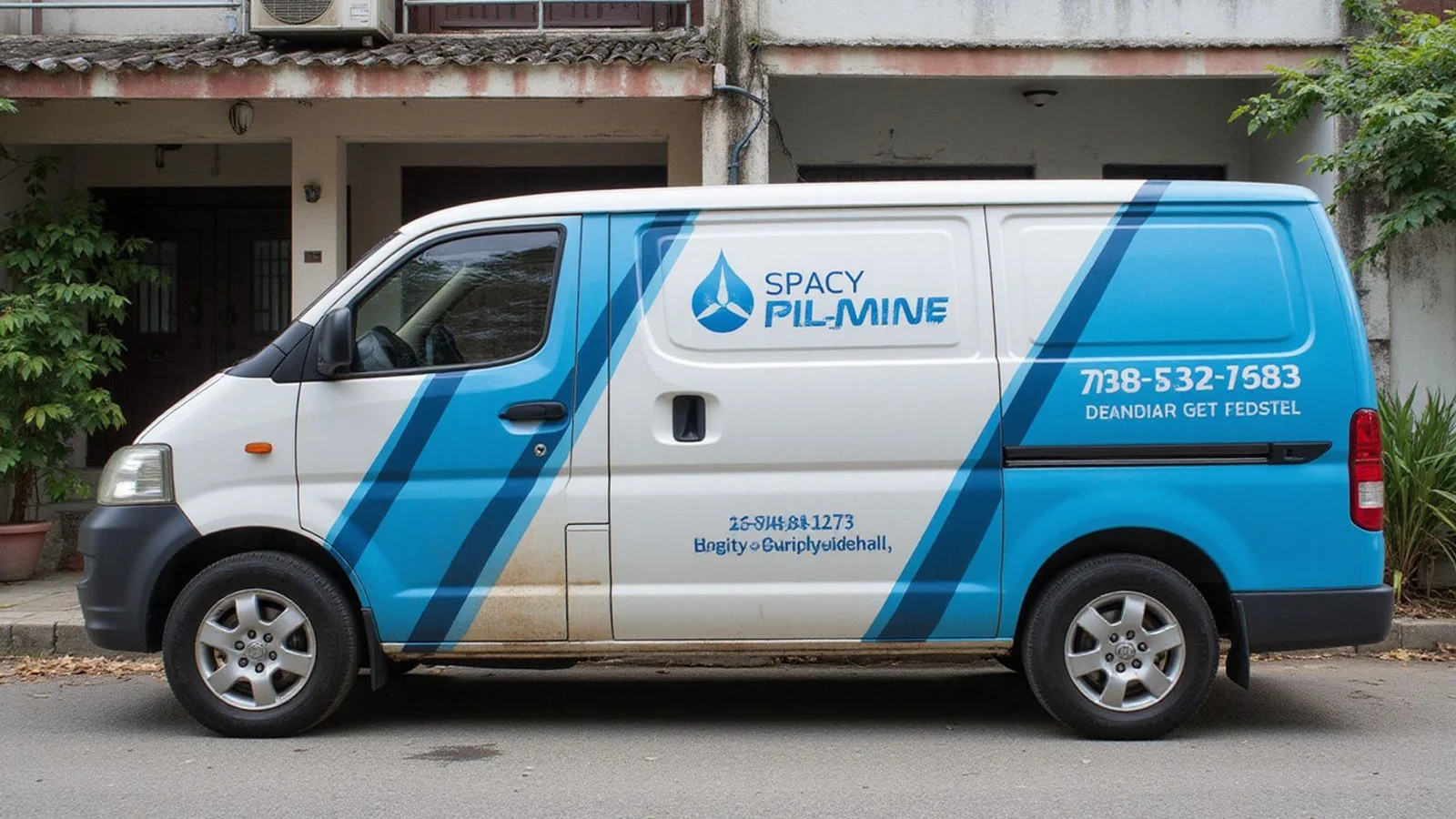A branded plumbing van outside a real local office in Bandar Puteri Puchong