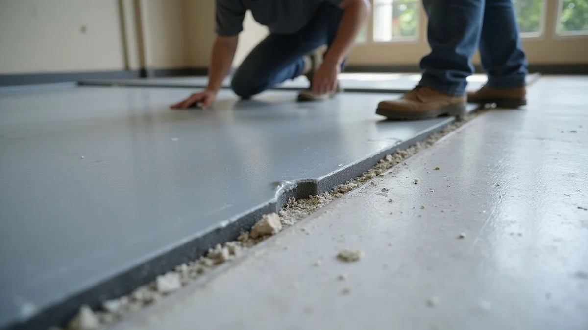 Close-up of a waterproofing membrane being laid