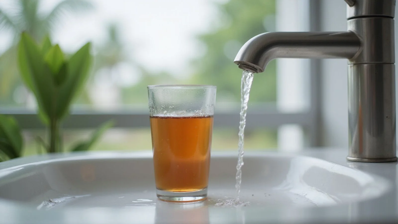 Discoloured tap water sample