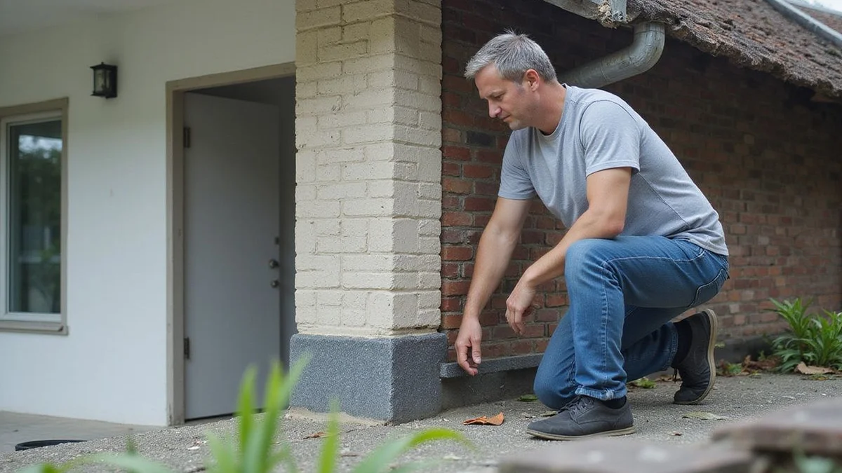 Roof flashing being inspected for cracks on a Puchong terrace home