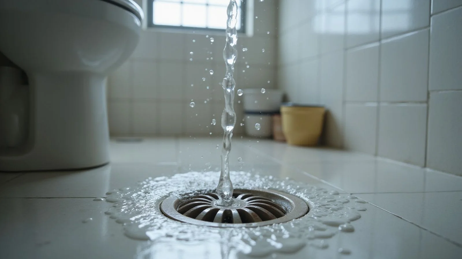 Water backing up from a floor drain